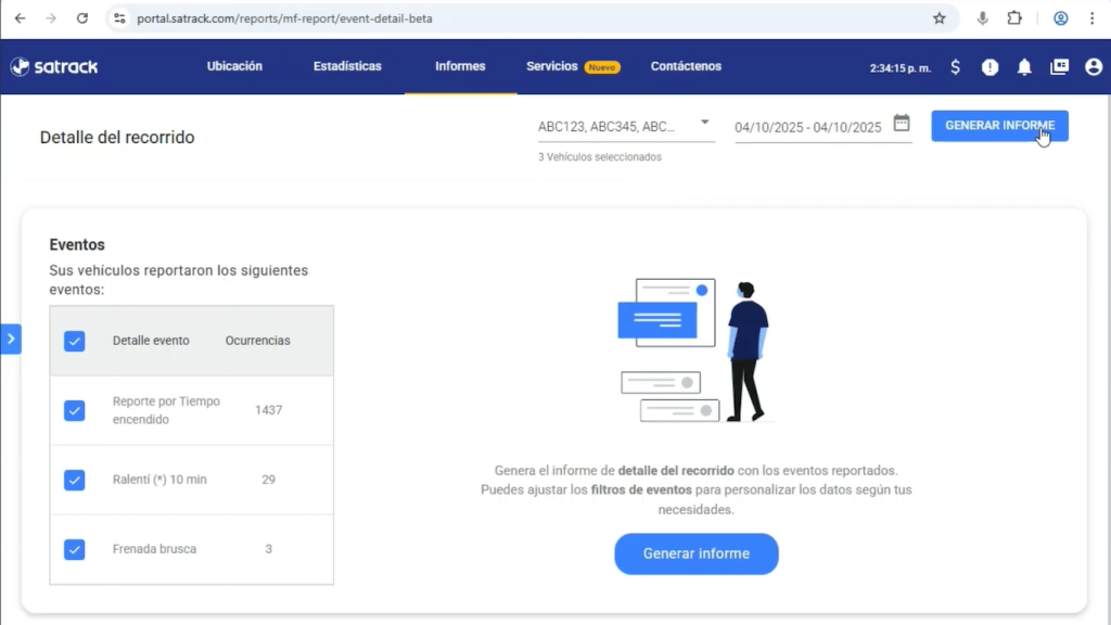 Informe de Detalle de Recorrido | Analiza viajes en Satrack