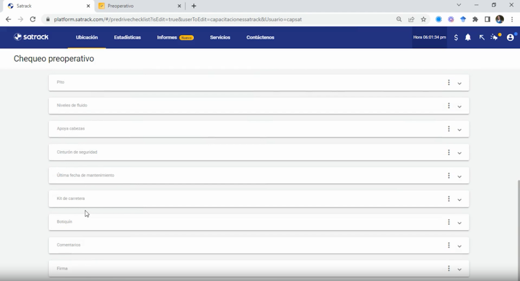 Cómo Personalizar la Plantilla del Chequeo Preoperativo en Satrack