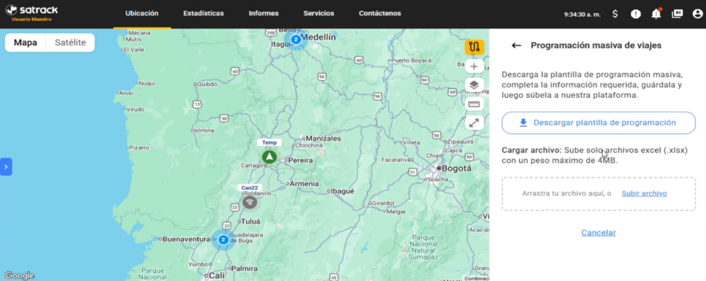 Cómo programar viajes de forma masiva en el Monitor de Viajes