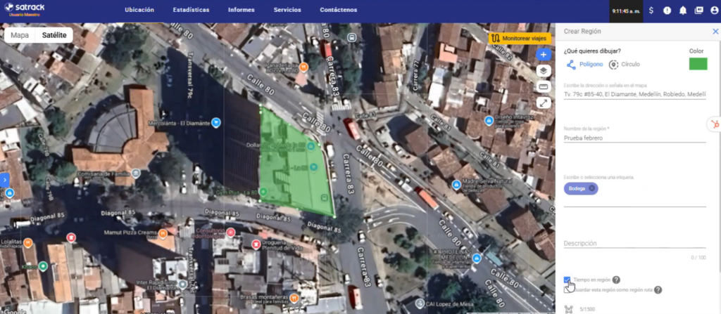 Cómo crear, editar y eliminar geocercas o regiones