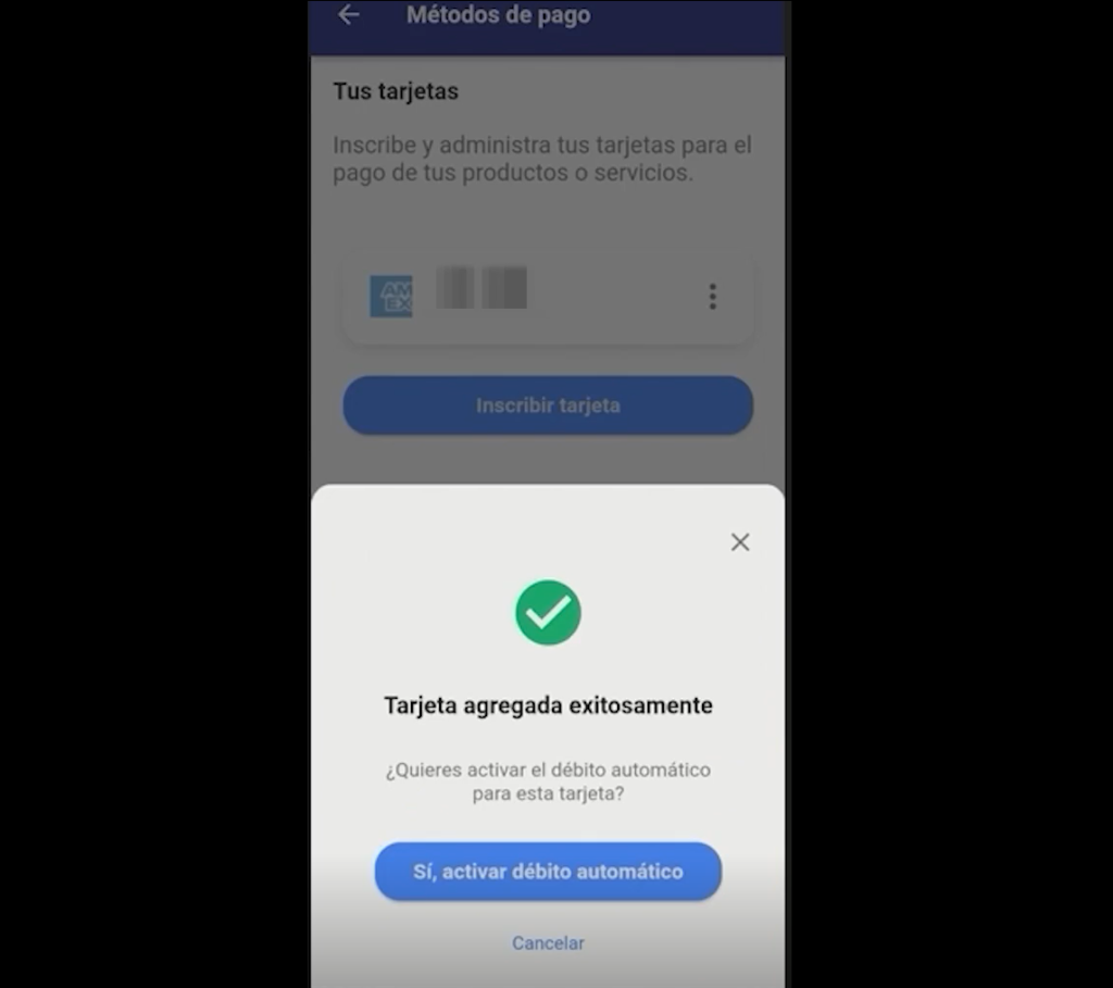 Cómo registrar tarjetas y activar débito automático