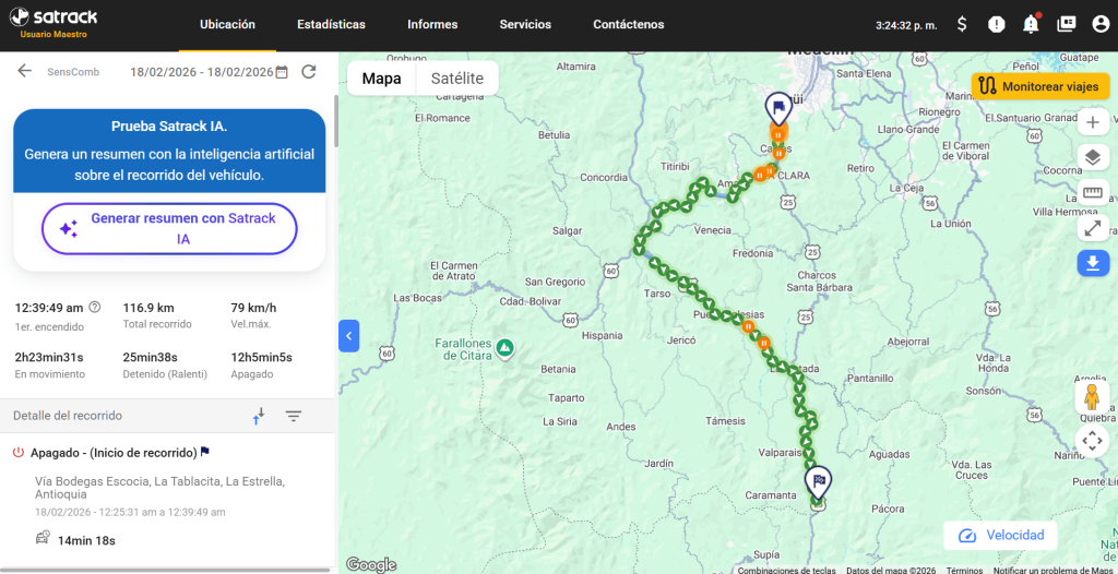 Cómo ver el recorrido del día de un vehículo