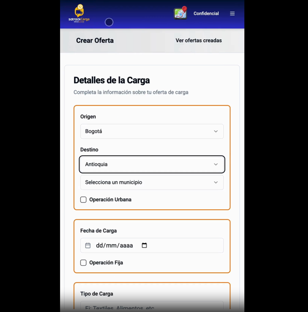 Satrack Carga | Bolsa de Transporte para Ofertas de Carga